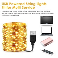 USB girlanda żarówkowa Led Light 5M/10M/20M Telecontrol 8 tryb zdalnego sterowania światła Fairy girlandy ślub boże narodzenie świąteczne dekoracje lampy 2
